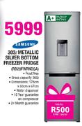 Samsung 303Ltr Metallic Silver Bottom Freezer Fridge(RB29FWRNDSA)