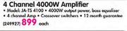 Jensen 4 Channel 4000W Amplifier (JA-TS 4100)-Each 