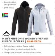 K-Way Men's Gibbon & Women's Vervet Fleece Jackets-Each