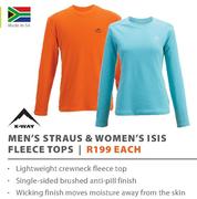K-Way Men's Straus & Women's ISIS Fleece Tops-Each