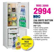 KIC White Bottom Freezer Fridge-238Ltr(KBF 525)
