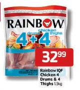 Rainbow IQF Chicken 4 Drums & 4 Thighs-1.5Kg