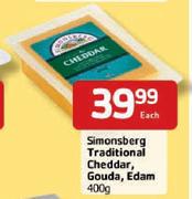 Simonsberg Traditional Cheddar, Gouda Or Edam-400g Each