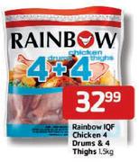 Rainbow IQF Chicken 4 Drums & 4 Thighs - 1.5kg