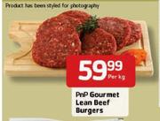 PnP Gourmet Lean Beef Burgers-Per Kg