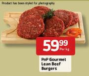 PnP Gourmet Lean Beef Burgers- Per Kg
