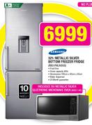 Samsung Metallic Silver Bottom Freezer Fridge-321Ltr(RB31FWJNDSS)