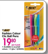 BIC Fashion Colour Clic Pens-Per 4 Pack