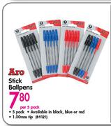 Aro Stick Ballpens-Per 5 Pack