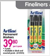 Artline Permanent Markers-Per 3 Pack