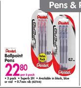 Pentel Ballpoint Pens-Per 3 Pack