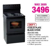 Defy 4 Solid Plate Black Stove(BLK DSS-494)