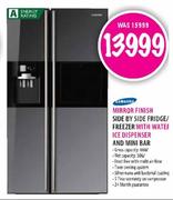 Samsung Mirror Finish Side By Side Fridge/Freezer With Water and Ice Dispenser and Mini Bar-660Ltr.