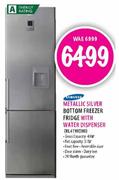 Samsung Metallic Silver Bottom Freezer Fridge With Water Dispenser(RL41WCIHI)-430Ltr