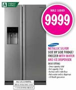 Samsung Metallic Silver Side By Side Fridge/Freezer With Water and Ice Dispenser(RSA1DTM6)-660Ltr.