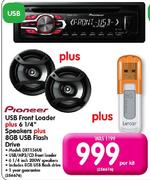 Pioneer USB Front Loader Plus 6 1/4" Speakers Plus 8GB USB Flash Drive(DXT156UB)-Per Kit
