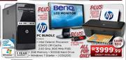 HP PC Bundle + Benq LED Monitor + 4GB Flash Drive + HP Colour Printer