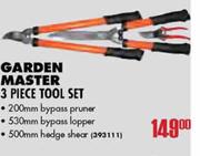Garden Master 3 Piece Tool Set (200mm bypass Pruner, 530mm bypass Lapper, 500mm Hedge Shear)