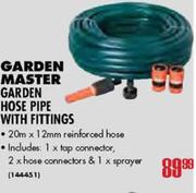 Garden Master Garden Hose Pipe with Fittings-20m x 12mm