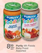 Purity Toddler 4th Foods Baby Foods Asorted-250ml Each