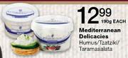 Mediterranean Delicacies Humus/Tzatziki/Taramasalate-190g Each