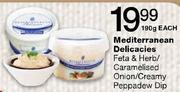 Mediterranean Delicacies Feta & Herb/Caramelised Onion/Creamy Peppadew Dip-190g Each