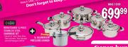 Renaissance 12 Piece Stainless Steel Cookware Set + Prestige 5 Ltr Aluminium Pressure Cooker