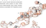 Dolce Vita Brass/Bronze 18ct Gold Plated Silver & Freshwater Pearls Necklace 