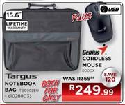 Targus Notebook Bag + Genius Cordless Mouse