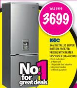 KIC Metallic Silver Bottom Freezer Fridge with Water Dispenser-346Ltr(KB6035/2ME) 