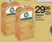 Alette's Rusks Assorted-450g Each