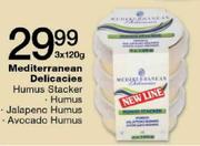 Mediterranean Delicacies Humus Stacker/Jalapeno Humus/Avocado Humus-3x120g