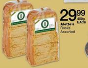 Alette's Rusks Assorted-450g Each