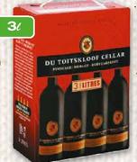 DU Toitskloof Cellar Sauvignon Blanc/Cabernet Sauvignon/Shiraz-3Ltr Each 
