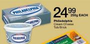 Philadelphia Cream Cheese Tub/Brick-250g Each
