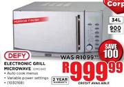 Defy Electronic Grill Microwave-34ltr