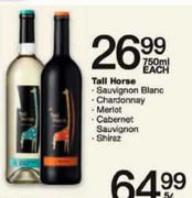 Tall Horse Sauvignon Blanc, Chardonnay, Merlot, Cabernet Sauvignon, Shiraz-750ml Each