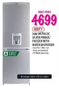Defy Metallic Silver Fridge/Freezer with Water Dispenser-360Ltr