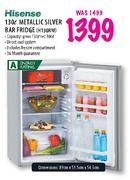 Hisense Matallic Silver Bar Fridge-130Ltr(H130RM)