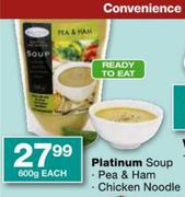 Platinum Soup Pea & Ham And Chicken Noodle-600g Each