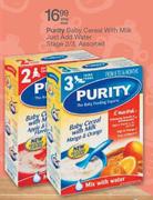 Purity Baby Cereal With Milk Just Add Water Stage 2/3-200gm Each