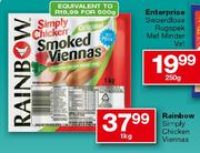 Rainbow Simply Chicken Viennas-1kg
