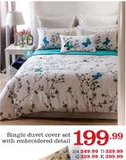 Single Duvet Cover Set With Embroidered Detail Double