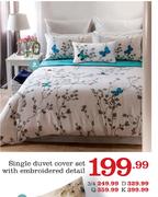 Single Duvet Cover Set With Embroidered Detail 3/4
