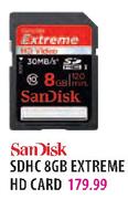 Sandisk SDHC 8GB Extreme HD Card