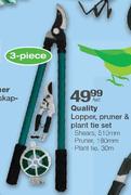 Quality Lopper, Pruner & Plant Tie Set-per set