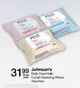 Johnson's Daily Essentials Facial Cleansing Wipes Assorted-25 Per Pack