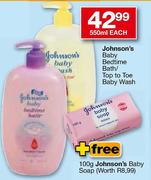 Johnson's Baby Bedtime Bath/Top To Toe Baby Wash-550ml Each
