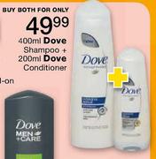 Dove Shampoo 400ml + Dove Conditioner 200ml