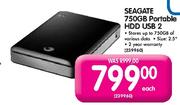 Seagate 750GB Portable USB2 HDD-Each